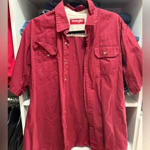 Wrangler Men's Casual Red Button Down Shirt